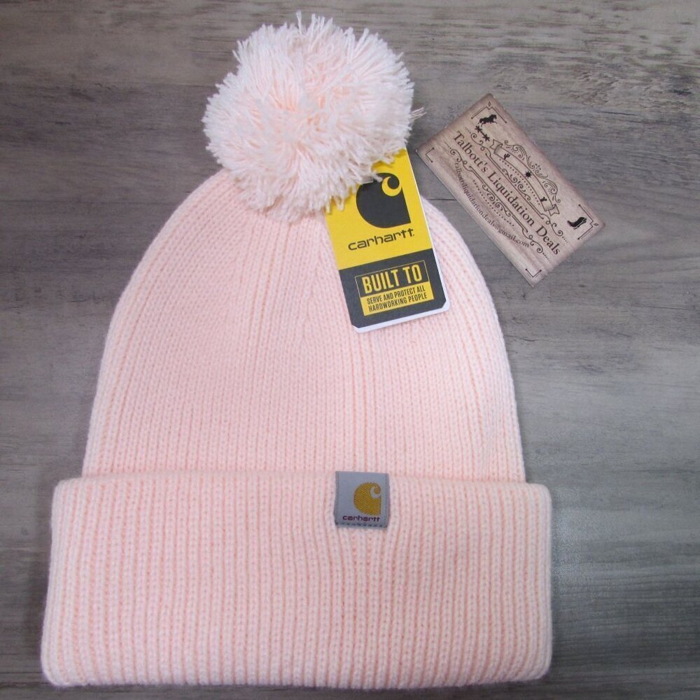 Carhartt Knit Pom Pom Cuffed Beanie Stocking Cap Georgia Peach AH6003